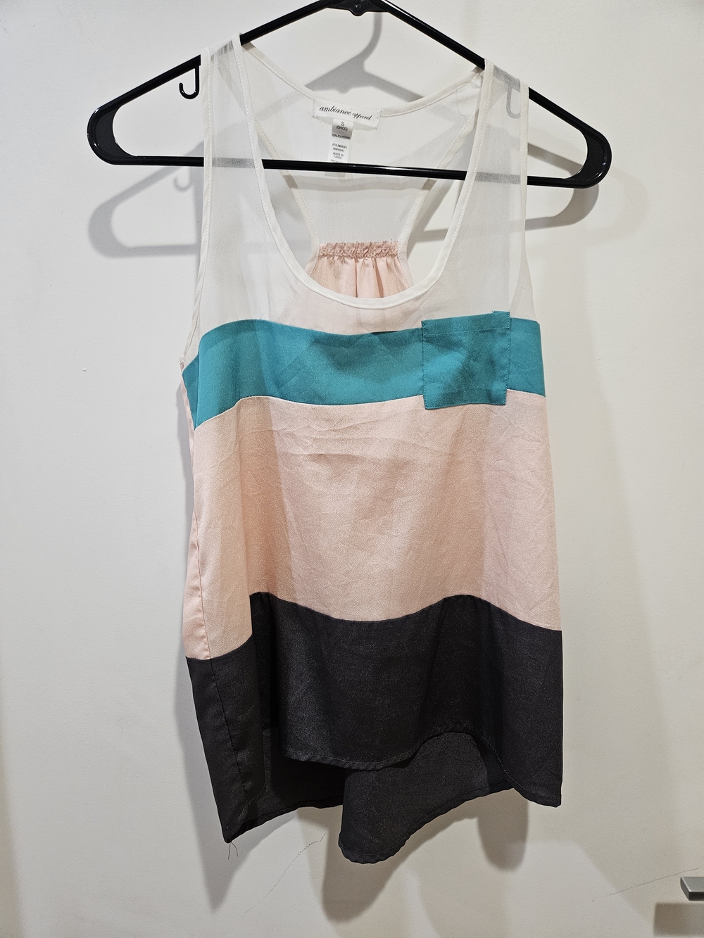 Ambiance Colorblock Tank Top in Teal, Blush & Black